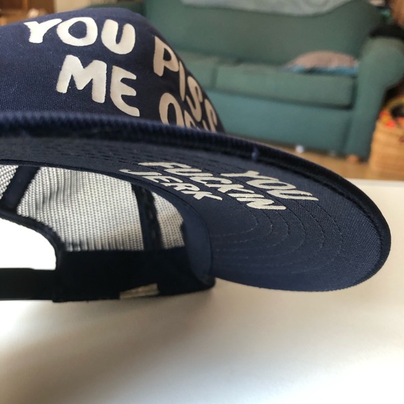 Vintage Mesh Trucker You Piss Me Off You Jerk Lyrics Snapback Hat Baseball Cap - Picture 10 of 13